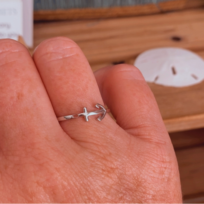 Sterling Silver anchor ring minimalist