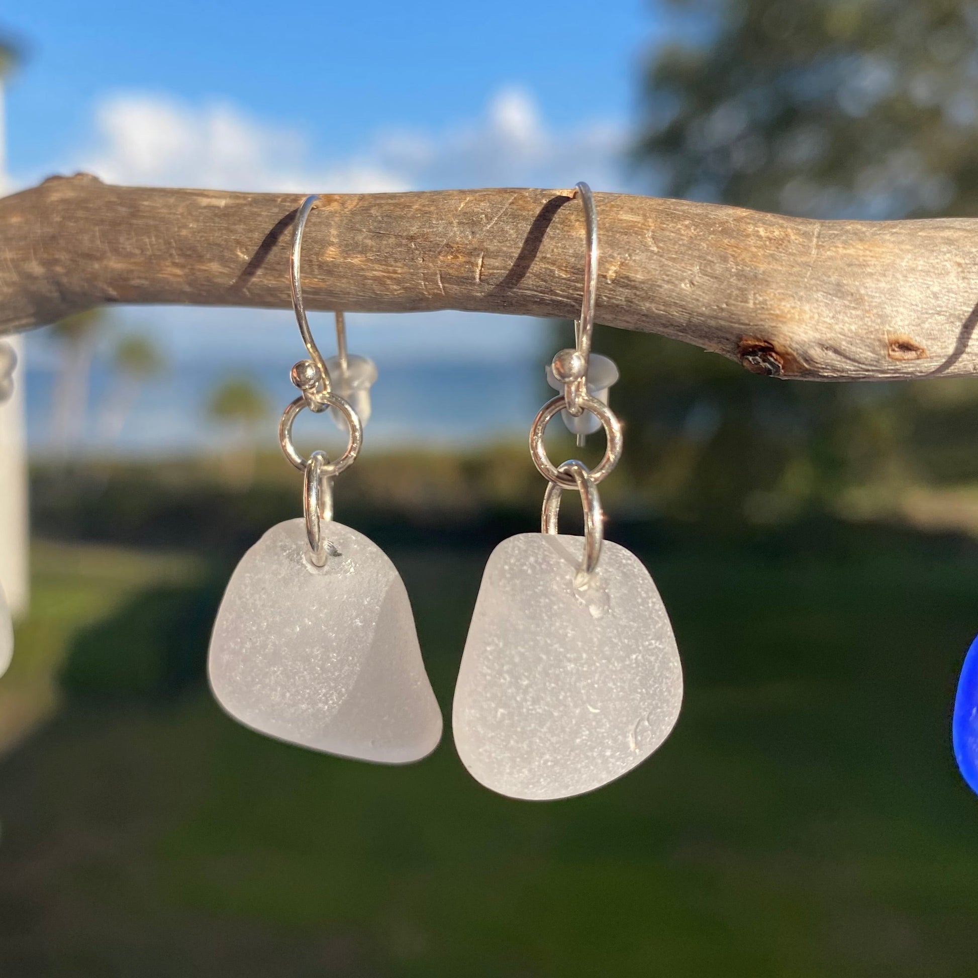 Sterling Silver Soft Lavender Sea Glass Earrings