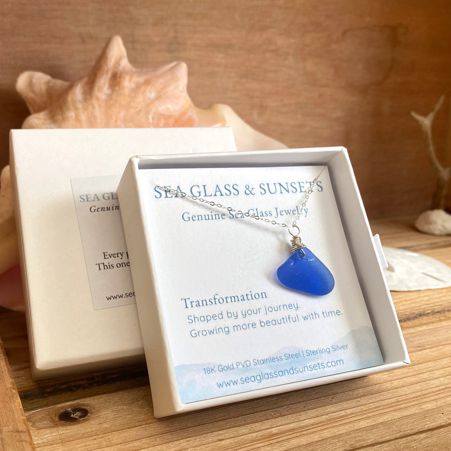 blue sea glass necklace