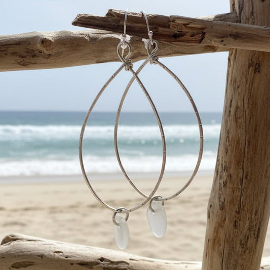 clear dangle sea glass earrings