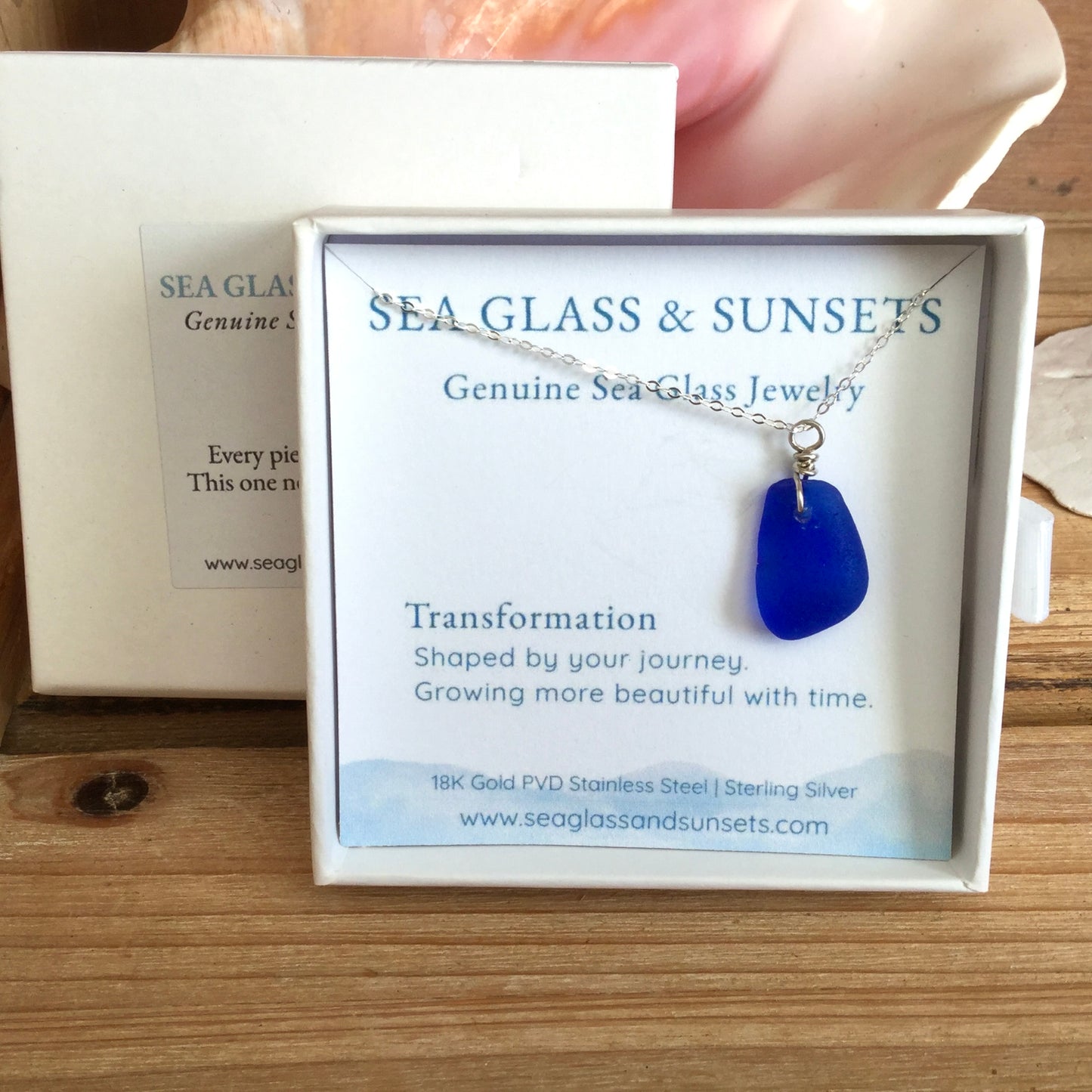 cobalt blue sea glass necklace 