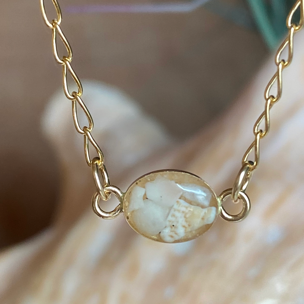 crushed shell gold necklace