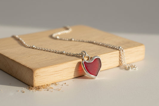 genuine red sea glass necklace