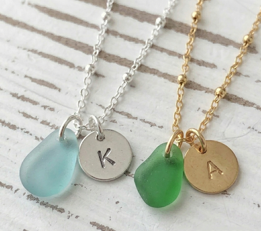 initial sea glass necklaces