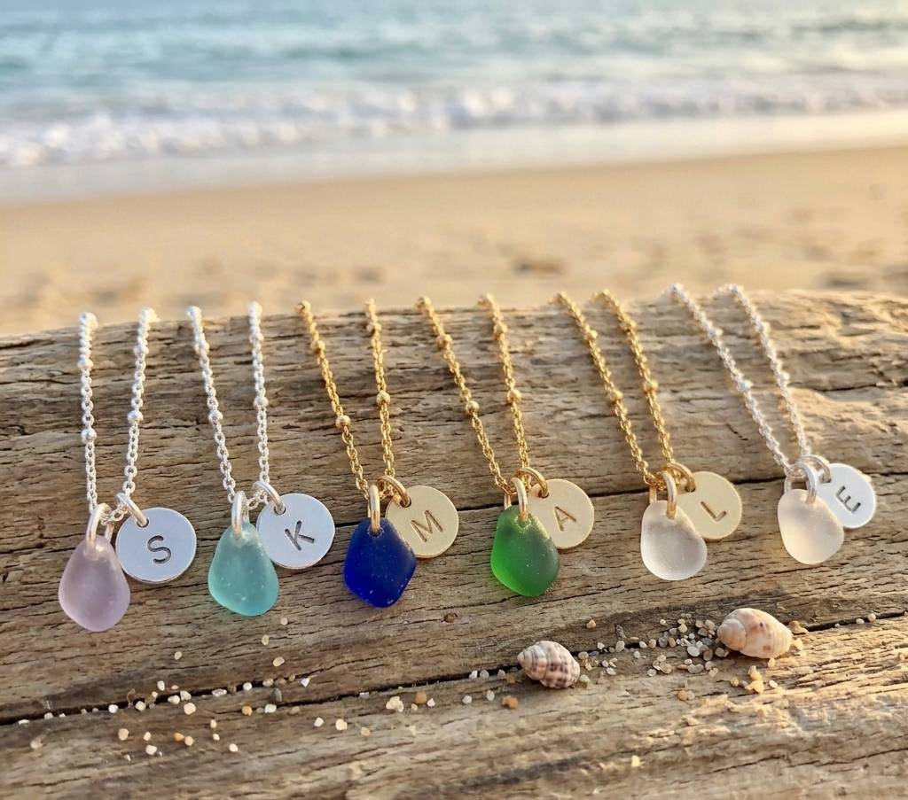 initial sea glass necklaces