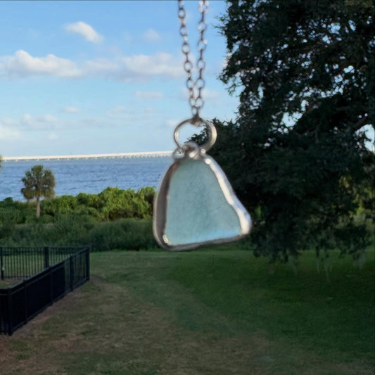 Sky Blue Sea Glass Pendant Necklace