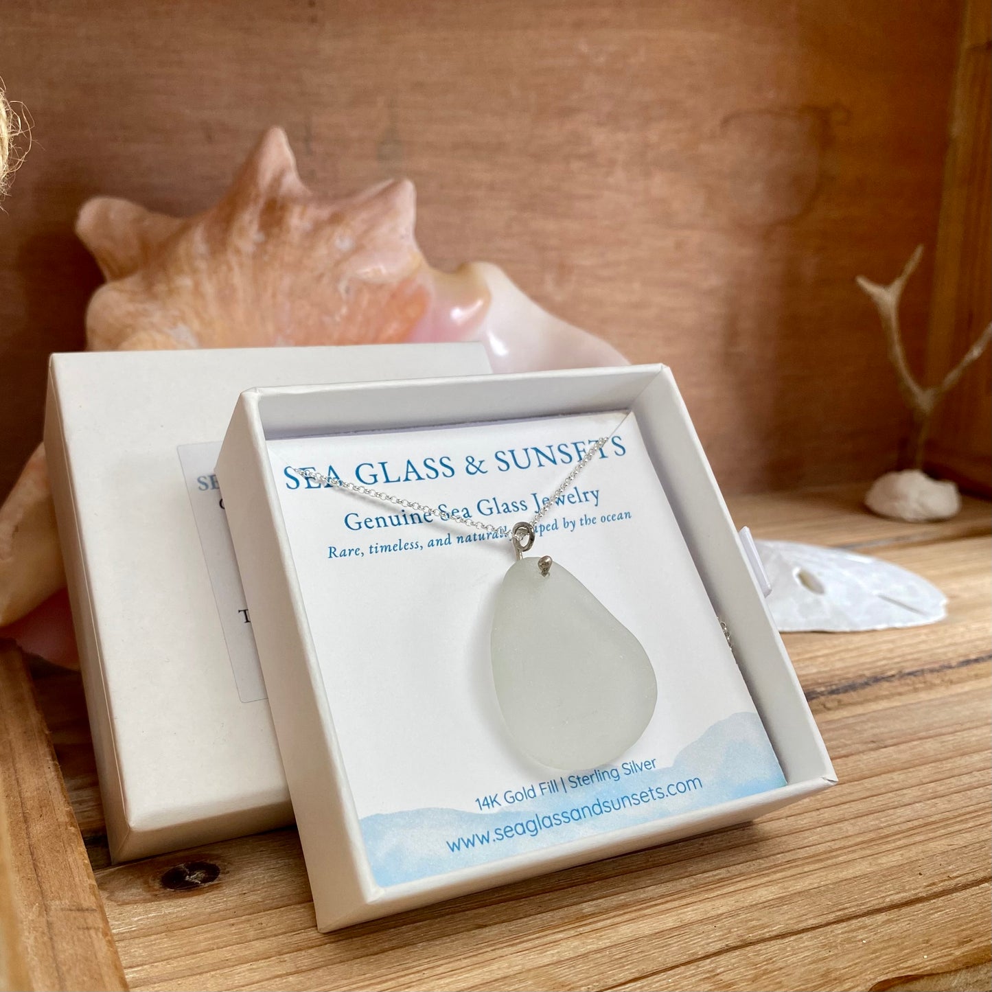 clear sea glass neckace