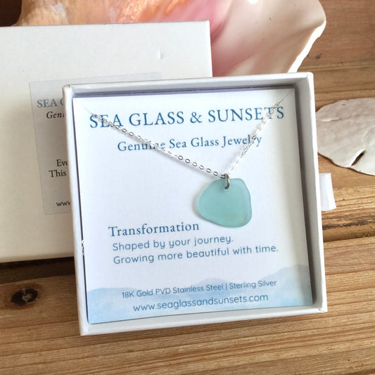 light blue sea foam simple necklace