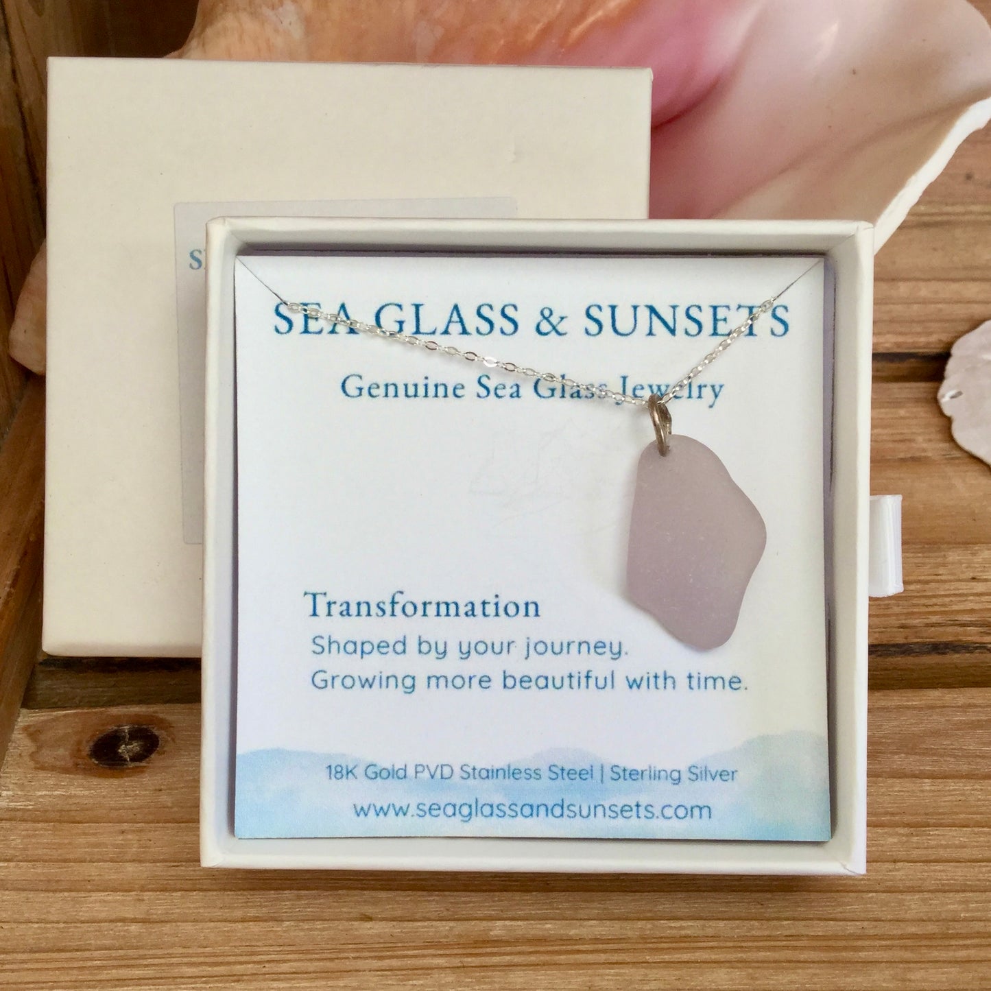 organically shaped purple sea glass necklace