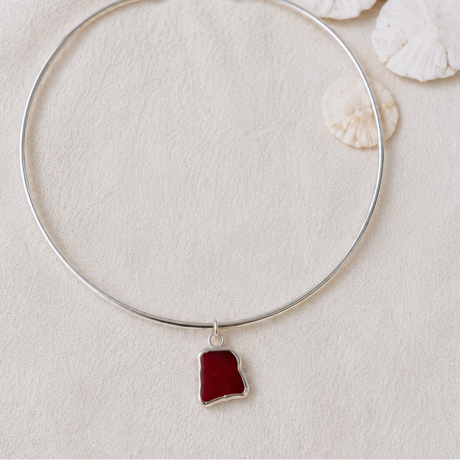 red sea glass collar necklace