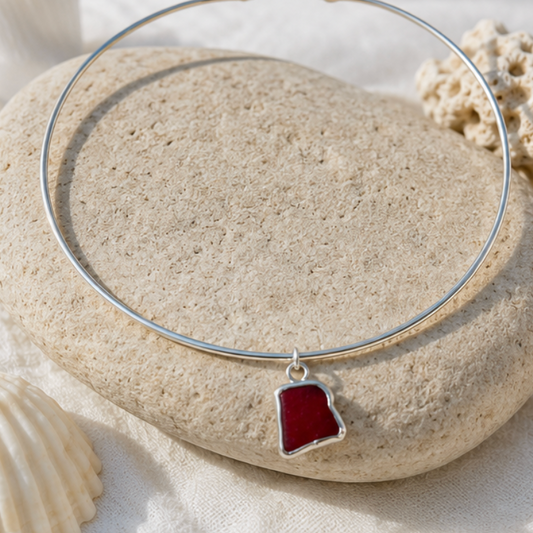 rare red sea glass collar necklace 