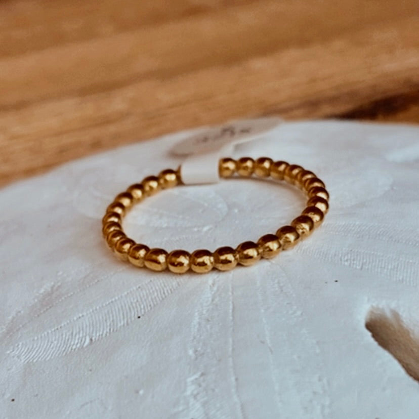 simple gold beaded stacker ring
